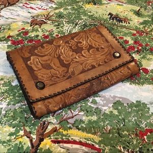 Vintage Hand-Tooled Leather Clutch/Hip Pouch